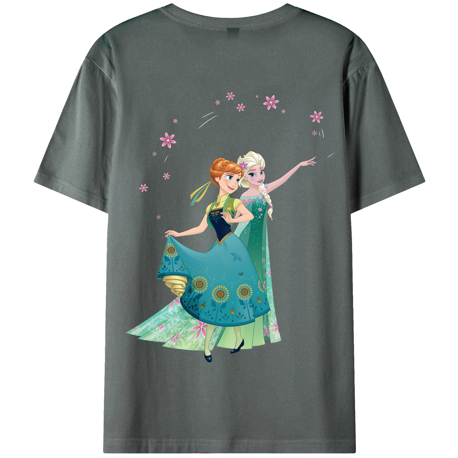 （画像用） アナと雪の女王 アンナ エルサ Frozen Anna Elsa 綿100％半袖Tシャツ（背面プリント）
